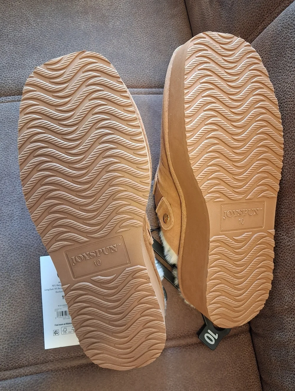 JoySpun Women's Faux Suede Platform Clogs with Faux Fur Lining Chestnut Size 10 - Picture 5 of 7